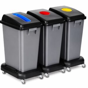 Triple dust bin with wheel plastic body