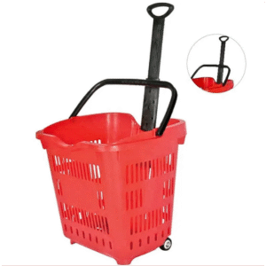 Rolling Plastic Shopping Cart Basket